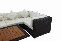 Sale Gartenlounge, creme/weiß, schwarz, Polyrattan, für 8 Personen, inkl. Loungetisch, wasserfeste Kissenbox Polyrattan-Gartenmöbel|Gartenlounge