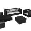 Best Gartenlounge, creme/weiß, schwarz, Polyrattan, für 6 Personen, inkl. Loungetisch, wasserfeste Kissenbox Polyrattan-Gartenmöbel|Gartenlounge