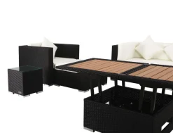 Best Gartenlounge, creme/weiß, schwarz, Polyrattan, für 6 Personen, inkl. Loungetisch, wasserfeste Kissenbox Polyrattan-Gartenmöbel|Gartenlounge