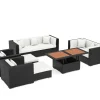 Discount Gartenlounge, creme/weiß, schwarz, Polyrattan, für 9 Personen, inkl. Loungetisch, wasserfeste Kissenbox Polyrattan-Gartenmöbel|Gartenlounge