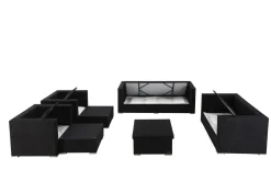 Discount Gartenlounge, creme/weiß, schwarz, Polyrattan, für 9 Personen, inkl. Loungetisch, wasserfeste Kissenbox Polyrattan-Gartenmöbel|Gartenlounge