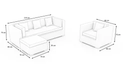 Outlet Gartenlounge, creme/weiß, schwarz, Polyrattan, für 5 Personen, wasserfeste Kissenbox Polyrattan-Gartenmöbel|Gartenlounge