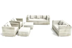 Online Gartenlounge für 7 Personen, desert-beige, Alu/Polyrattan, modular verstellbar, mit Kissenboxfunktion Polyrattan-Gartenmöbel|Gartenlounge