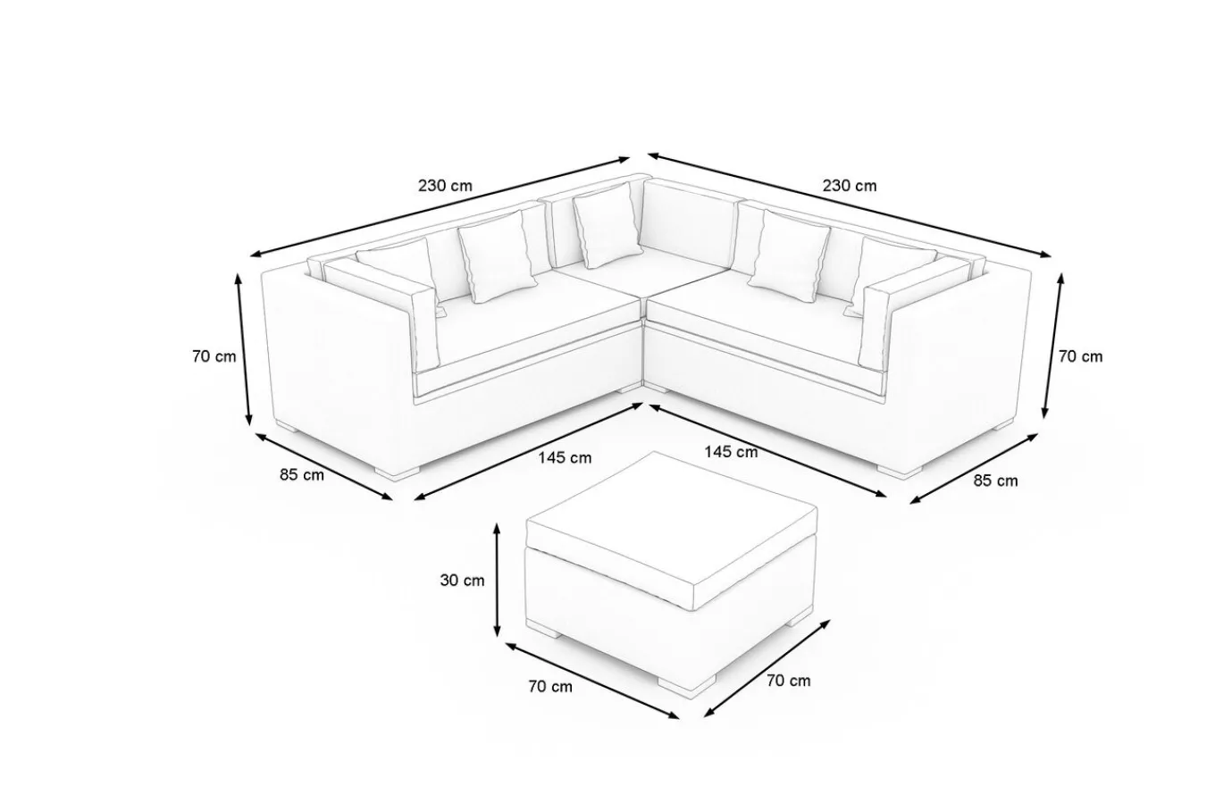 Hot Gartenlounge für 5 Personen, 4-teilig, desert-beige, Polyrattan, modular verstellbar, mit Kissenboxfunktion Polyrattan-Gartenmöbel|Gartenlounge