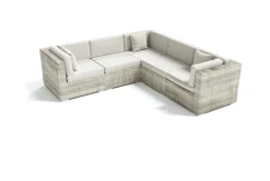 Sale Gartenlounge für 5 Personen, beige, Alu/Polyrattan, Eck- und Mittelmodule, modular verstellbar, mit Kissenboxfunktion Gartenlounge