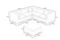 Discount Gartenlounge für 5 Personen, 6-teilig, desert-beige, Alu/Polyrattan, mit Kissenboxfunktion, modular verstellbar Gartenlounge|Aluminium-Gartenmöbel