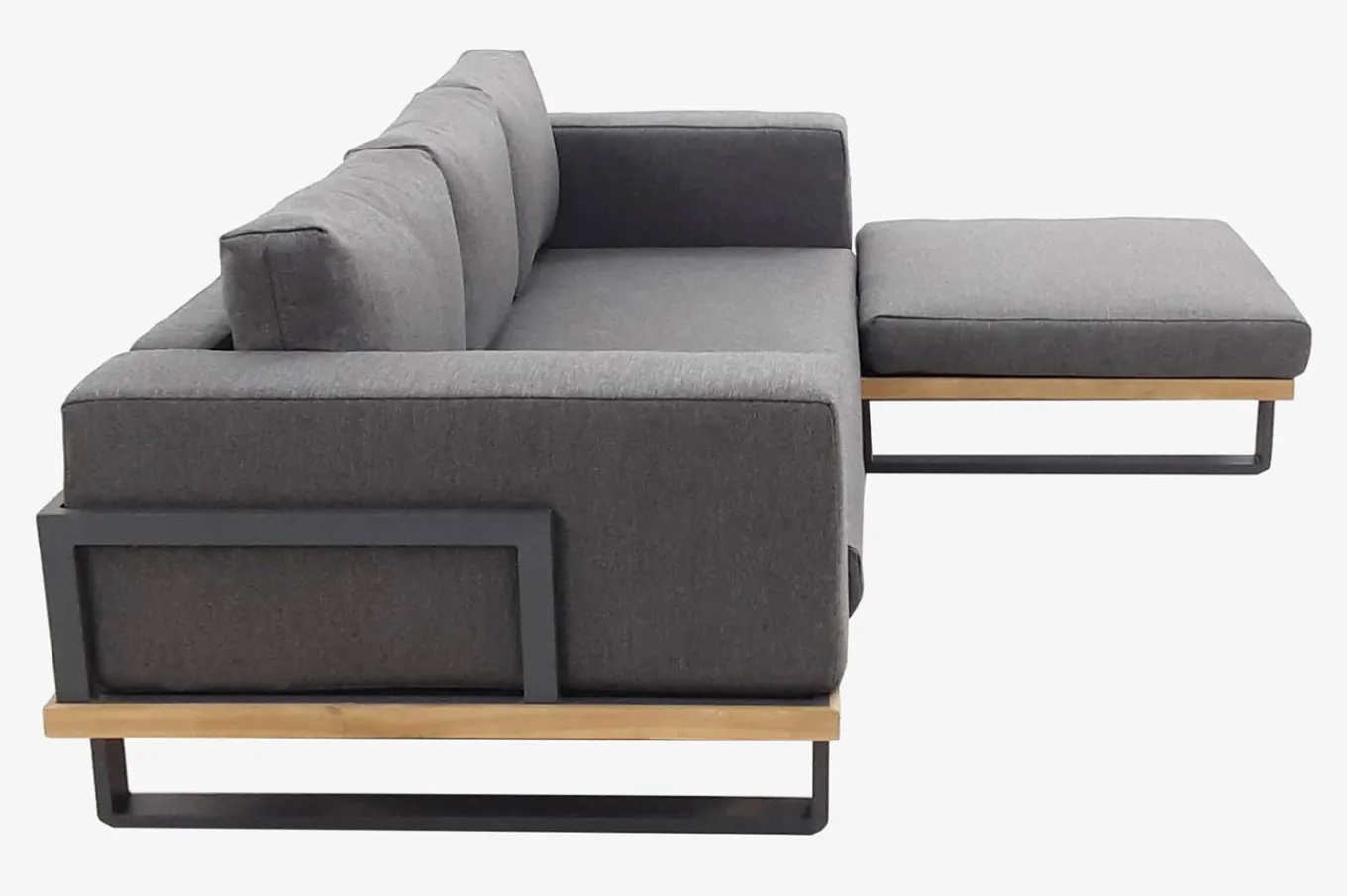 Best Gartenlounge für 3–4 Personen, Alu/Olefin/Akazie, gepolstert in grau, FSC®-zertifiziertes Produkt Gartenlounge|Aluminium-Gartenmöbel