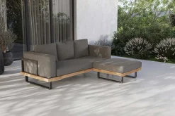 Best Gartenlounge für 3–4 Personen, Alu/Olefin/Akazie, gepolstert in grau, FSC®-zertifiziertes Produkt Gartenlounge|Aluminium-Gartenmöbel