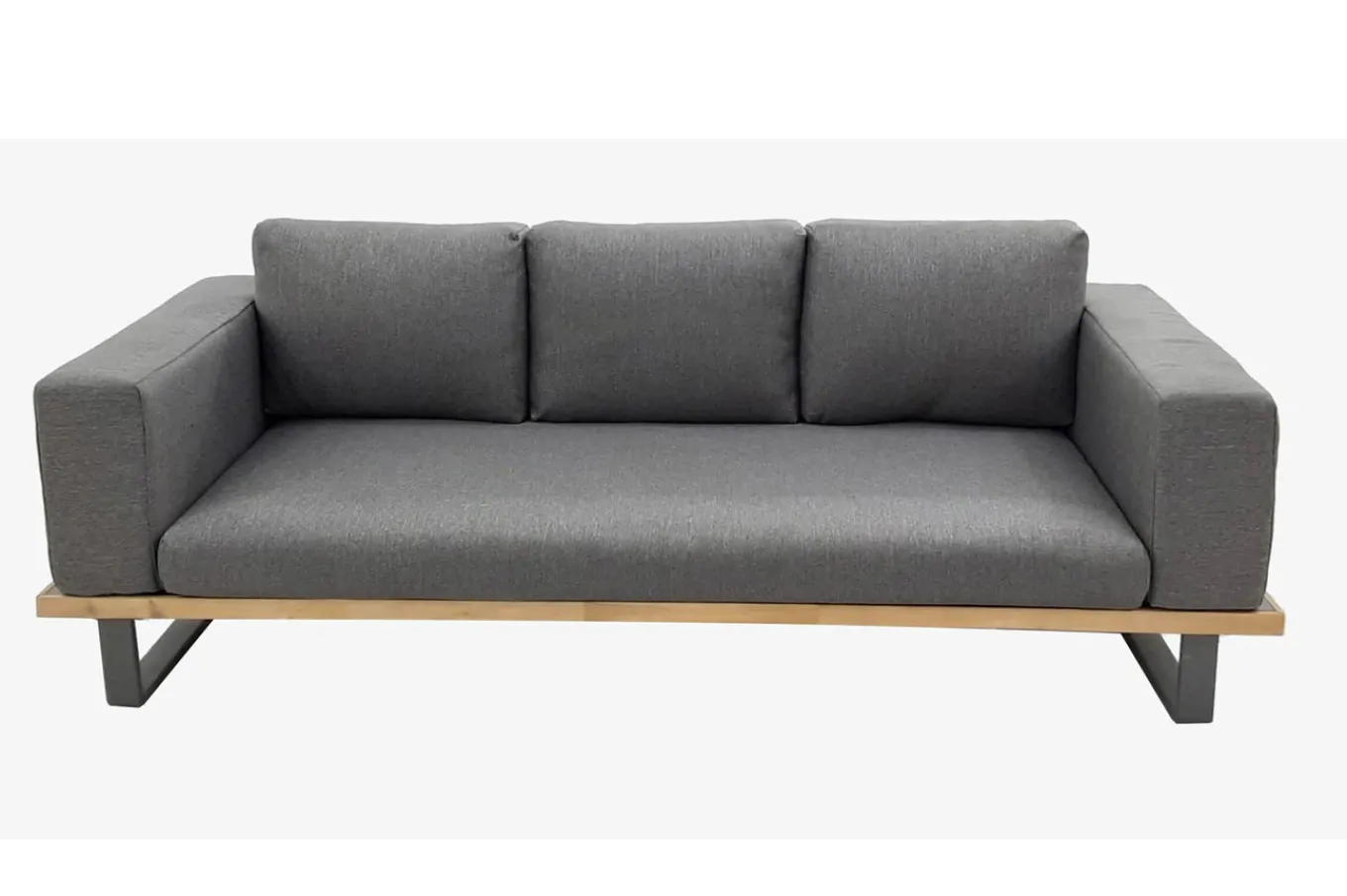 Best Gartenlounge für 3–4 Personen, Alu/Olefin/Akazie, gepolstert in grau, FSC®-zertifiziertes Produkt Gartenlounge|Aluminium-Gartenmöbel