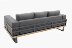 Best Gartenlounge für 3–4 Personen, Alu/Olefin/Akazie, gepolstert in grau, FSC®-zertifiziertes Produkt Gartenlounge|Aluminium-Gartenmöbel