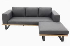 Best Gartenlounge für 3–4 Personen, Alu/Olefin/Akazie, gepolstert in grau, FSC®-zertifiziertes Produkt Gartenlounge|Aluminium-Gartenmöbel