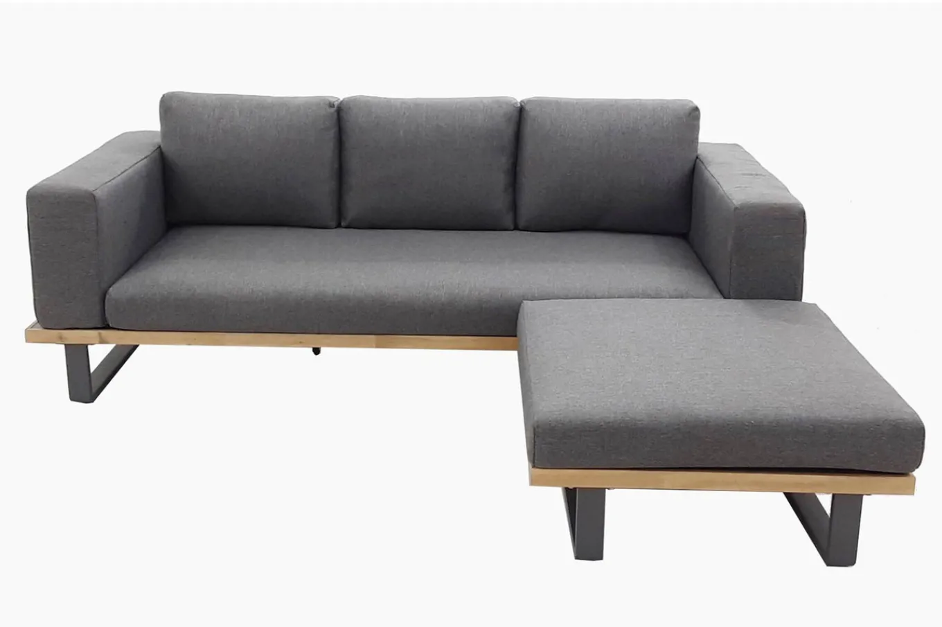 Best Gartenlounge für 3–4 Personen, Alu/Olefin/Akazie, gepolstert in grau, FSC®-zertifiziertes Produkt Gartenlounge|Aluminium-Gartenmöbel