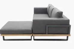 Best Gartenlounge für 3–4 Personen, Alu/Olefin/Akazie, gepolstert in grau, FSC®-zertifiziertes Produkt Gartenlounge|Aluminium-Gartenmöbel