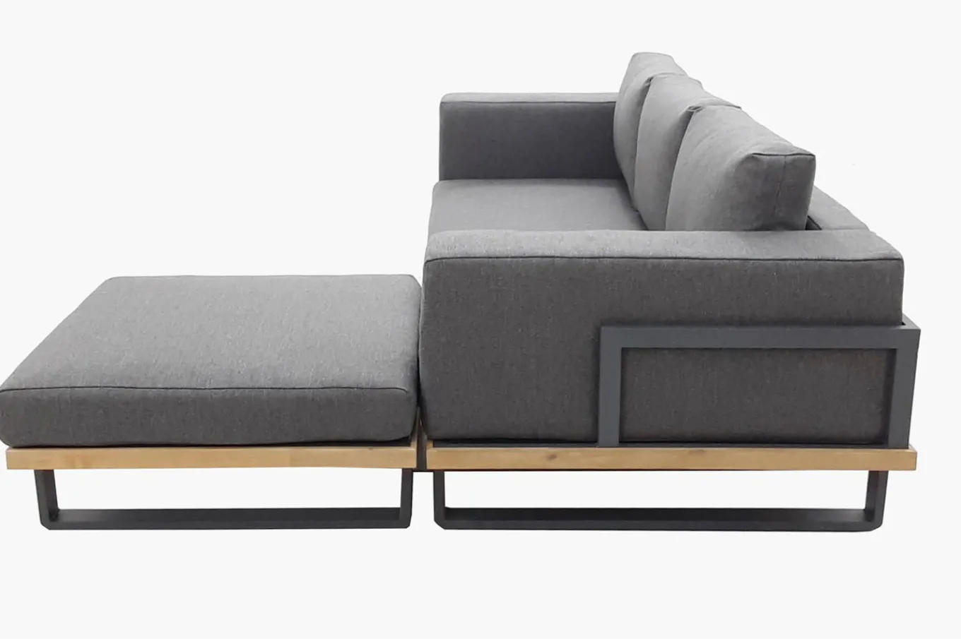 Best Gartenlounge für 3–4 Personen, Alu/Olefin/Akazie, gepolstert in grau, FSC®-zertifiziertes Produkt Gartenlounge|Aluminium-Gartenmöbel