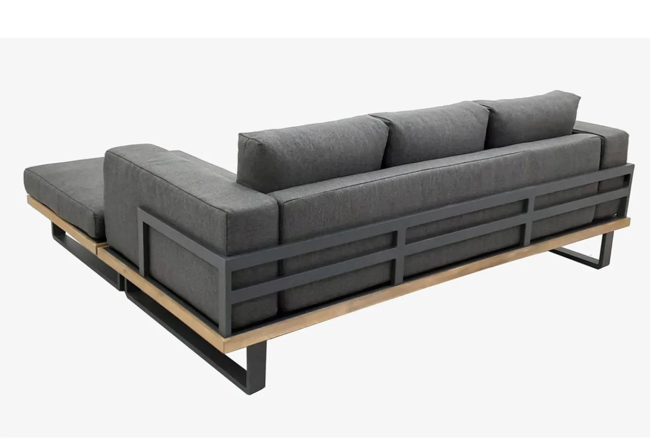 Best Gartenlounge für 3–4 Personen, Alu/Olefin/Akazie, gepolstert in grau, FSC®-zertifiziertes Produkt Gartenlounge|Aluminium-Gartenmöbel