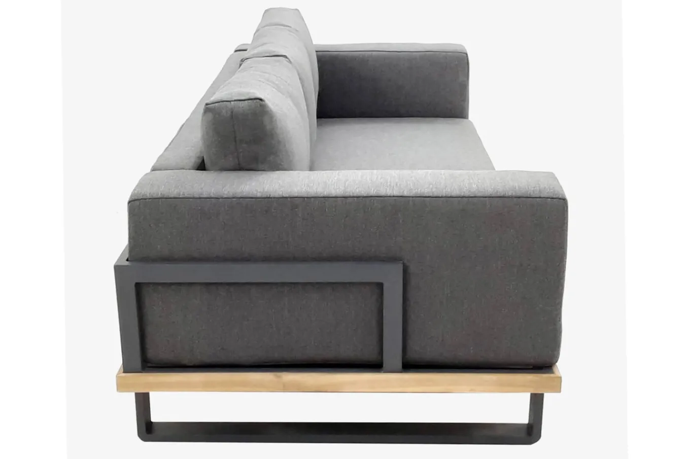 Best Gartenlounge für 3–4 Personen, Alu/Olefin/Akazie, gepolstert in grau, FSC®-zertifiziertes Produkt Gartenlounge|Aluminium-Gartenmöbel