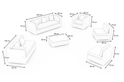 New Gartenlounge für 8 Personen, desert-beige, Alu/Polyrattan, modular verstellbar, mit Kissenboxfunktion Polyrattan-Gartenmöbel|Gartenlounge