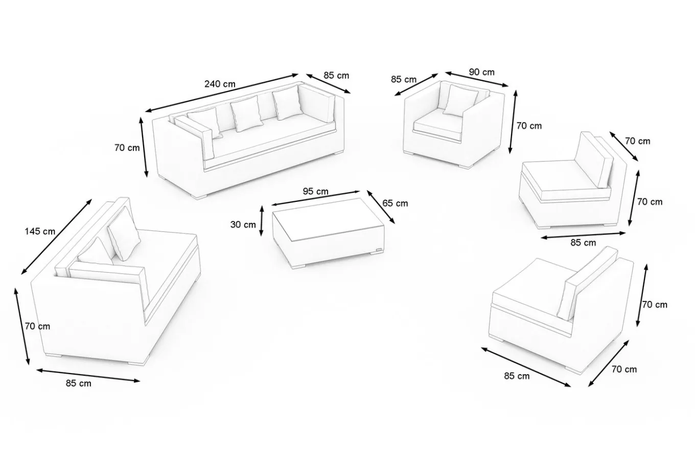 New Gartenlounge für 8 Personen, desert-beige, Alu/Polyrattan, modular verstellbar, mit Kissenboxfunktion Polyrattan-Gartenmöbel|Gartenlounge