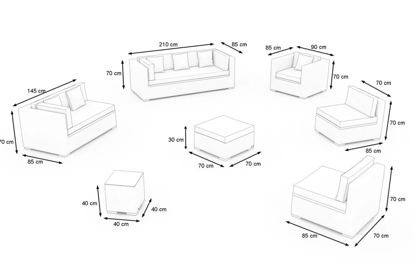 Hot Gartenlounge für 8 Personen, desert-beige, Alu/Polyrattan, modular verstellbar, mit Kissenboxfunktion Polyrattan-Gartenmöbel|Gartenlounge