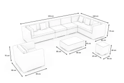 Gartenlounge für 8 Personen, desert-beige, Alu/Polyrattan, modular verstellbar, mit Kissenboxfunktion Polyrattan-Gartenmöbel|Gartenlounge