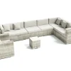 Sale Gartenlounge für 8 Personen, desert-beige, Alu/Polyrattan. modular verstellbar, mit Kissenboxfunktion Polyrattan-Gartenmöbel|Gartenlounge