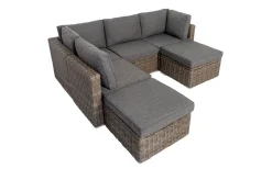 Clearance Gartenlounge, grau, Polyrattan, 6 Personen, verstellbare Sitzflächen, wasserfeste Kissenbox Polyrattan-Gartenmöbel|Gartenlounge