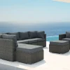 Online Gartenlounge, grau, Polyrattan, 8Personen, mit Sessel, verstellbare Sitzflächen, wasserfeste Kissenbox Polyrattan-Gartenmöbel|Gartenlounge