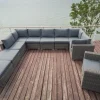Gartenlounge, grau, Polyrattan, 10 Personen, mit Sessel, verstellbare Sitzflächen, wasserfeste Kissenbox Polyrattan-Gartenmöbel|Gartenlounge