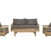 Online Gartenlounge, natur/grau, recyceltes Teak/Olefin, 4 Sitzplätze, inkl. Polster, FSC®-zertifiziertes Produkt Gartenlounge|Teak-Gartenmöbel