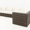 Sale Gartenlounge, 5 Pers, braun marmoriert, Polyrattan, wasserfeste Kissenbox Polyrattan-Gartenmöbel|Gartenlounge