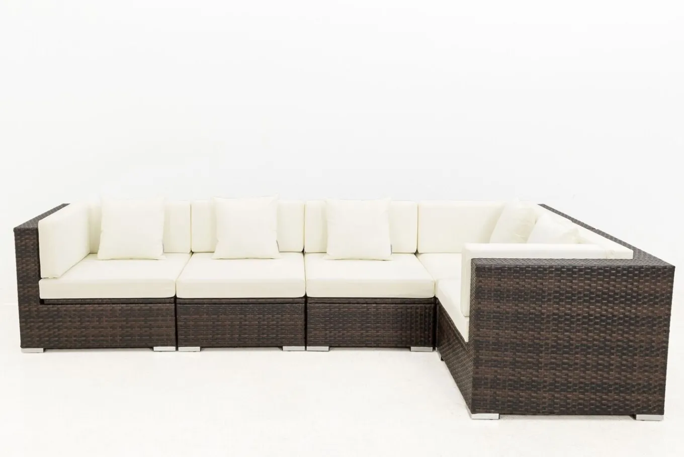 Sale Gartenlounge, 5 Pers, braun marmoriert, Polyrattan, wasserfeste Kissenbox Polyrattan-Gartenmöbel|Gartenlounge