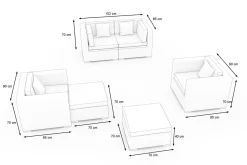 Hot Gartenlounge, 5 Personen, creme/weiß, schwarz, Polyrattan, inkl. Kaffeetisch, wasserfeste Kissenbox Polyrattan-Gartenmöbel|Gartenlounge
