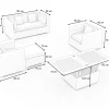 Hot Gartenlounge, 5 Personen, creme/weiß, schwarz, Polyrattan, inkl. Loungetisch, wasserfeste Kissenbox Polyrattan-Gartenmöbel|Gartenlounge