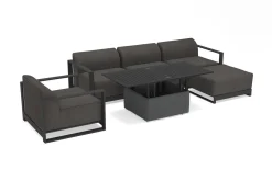 Best Gartenlounge, 5 Personen, höhenverstellbarer Tisch, Alu/Polyester Gartenlounge