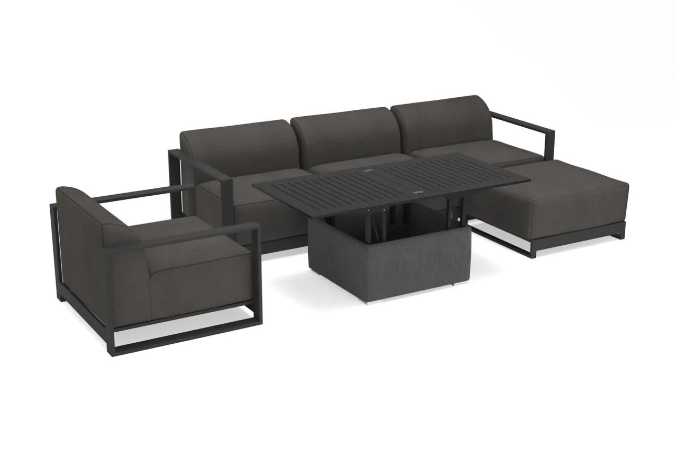 Best Gartenlounge, 5 Personen, höhenverstellbarer Tisch, Alu/Polyester Gartenlounge