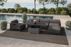 Best Gartenlounge, 5 Personen, höhenverstellbarer Tisch, Alu/Polyester Gartenlounge