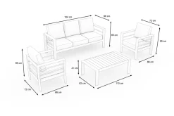 Best Gartenlounge, 5 Personen, inkl. Tisch und Kissen, Aluminium Gartenlounge|Aluminium-Gartenmöbel