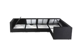 New Gartenlounge Polyrattan, creme/weiß, schwarz, für 5 Personen, wasserfeste Kissenbox Polyrattan-Gartenmöbel|Gartenlounge