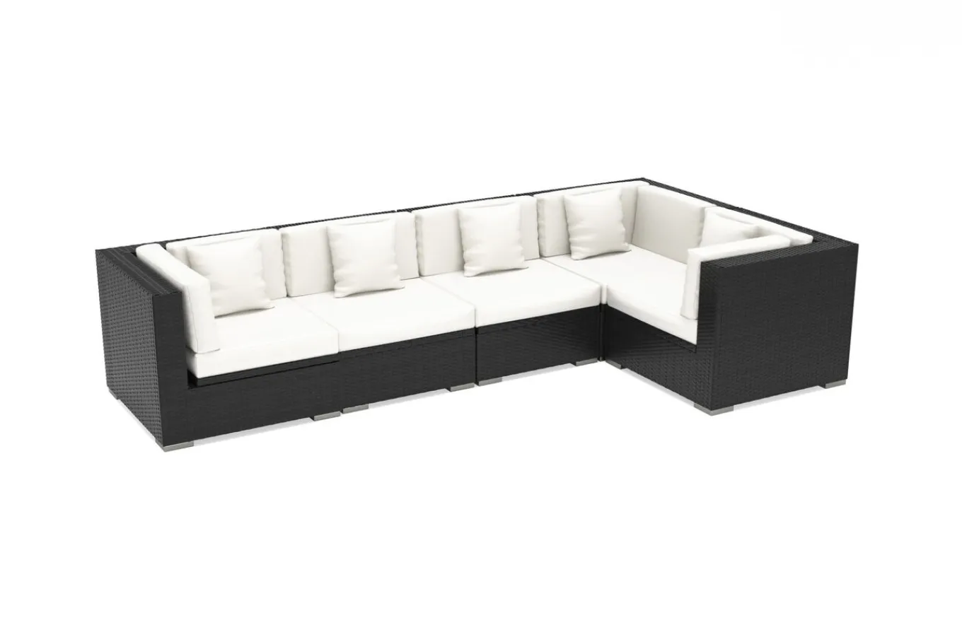 New Gartenlounge Polyrattan, creme/weiß, schwarz, für 5 Personen, wasserfeste Kissenbox Polyrattan-Gartenmöbel|Gartenlounge