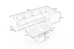 Discount Gartenlounge Polyrattan, creme/weiß, schwarz, für 5 Personen, inkl. Loungetisch, wasserfeste Kissenbox Polyrattan-Gartenmöbel|Gartenlounge