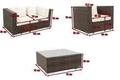 Discount Gartenlounge, Polyrattan, braun marmoriert, 5 Pers, wasserfeste Kissenbox, inkl. Beistelltisch Polyrattan-Gartenmöbel|Gartenlounge