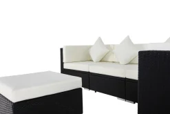 Clearance Gartenlounge Polyrattan, creme/weiß, schwarz, für 5 Personen, inkl. Kaffeetisch, wasserfeste Kissenbox Polyrattan-Gartenmöbel|Gartenlounge