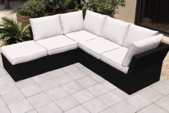 New Gartenlounge, schwarz/weiß, Alu/Polyrattan, witterungsbeständig, mit Kissenboxfunktion Gartenlounge|Aluminium-Gartenmöbel