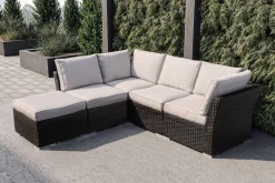 New Gartenlounge, schwarz/weiß, Alu/Polyrattan, witterungsbeständig, mit Kissenboxfunktion Gartenlounge|Aluminium-Gartenmöbel