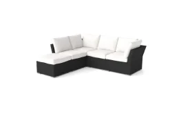 New Gartenlounge, schwarz/weiß, Alu/Polyrattan, witterungsbeständig, mit Kissenboxfunktion Gartenlounge|Aluminium-Gartenmöbel