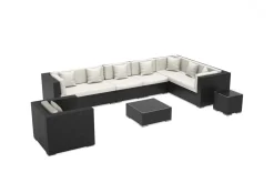 New Gartenlounge, schwarz, Polyrattan, für 8 Personen, inkl. Kaffeetisch, wasserfeste Kissenbox Polyrattan-Gartenmöbel|Gartenlounge