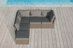 Online Gartenlounge Set, grau, Polyrattan, für 5 Personen, wasserfeste Kissenbox Polyrattan-Gartenmöbel|Gartenlounge
