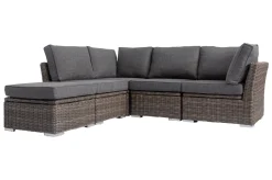 Online Gartenlounge Set, grau, Polyrattan, für 5 Personen, wasserfeste Kissenbox Polyrattan-Gartenmöbel|Gartenlounge