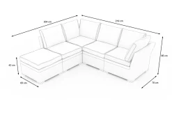 Online Gartenlounge Set, grau, Polyrattan, für 5 Personen, wasserfeste Kissenbox Polyrattan-Gartenmöbel|Gartenlounge