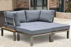 Hot Gartenlounge, silber/grau, Edelstahl/Teakholz/Textil, für 2 Personen, Liegefunktion, FSC®-zertifiziertes Produkt Gartenlounge|Edelstahl-Gartenmöbel